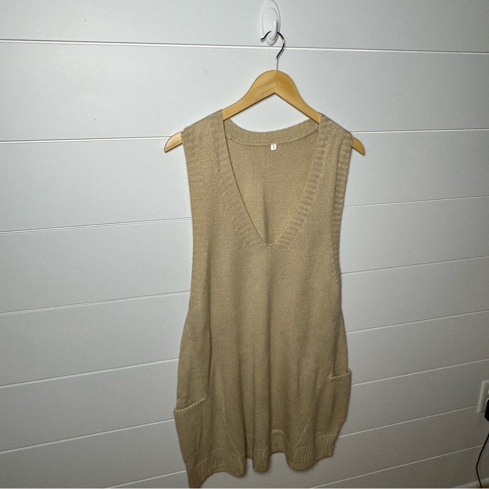 Zeagoo Tan Sleeveless Knit Dress